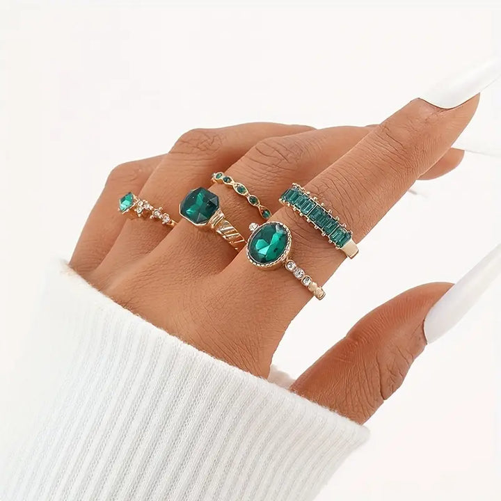 Conjunto de Anillos Exquisitos Zarina | Color oro