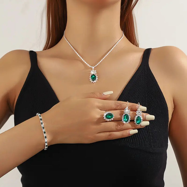Conjunto de Joyas Seloria Grevalyn | Color oro Blanco