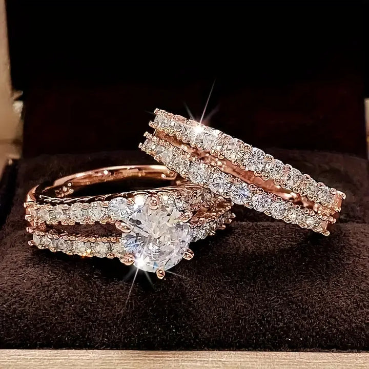 Conjunto de Anillos de Color oro Elegante Radiancia Eterna