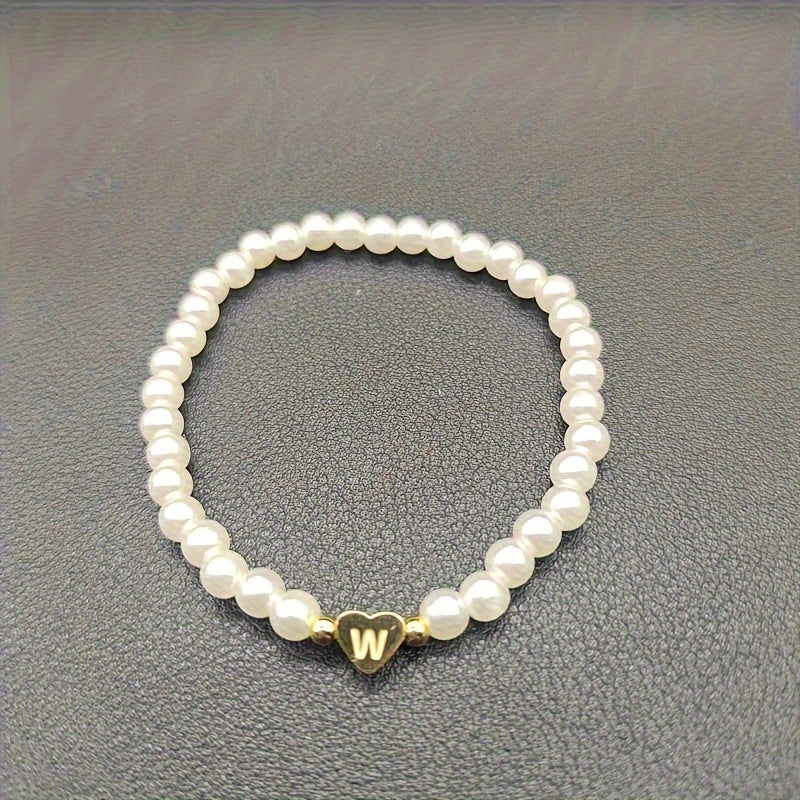 Pulsera de Iniciales de Corazón A-Z Elegante