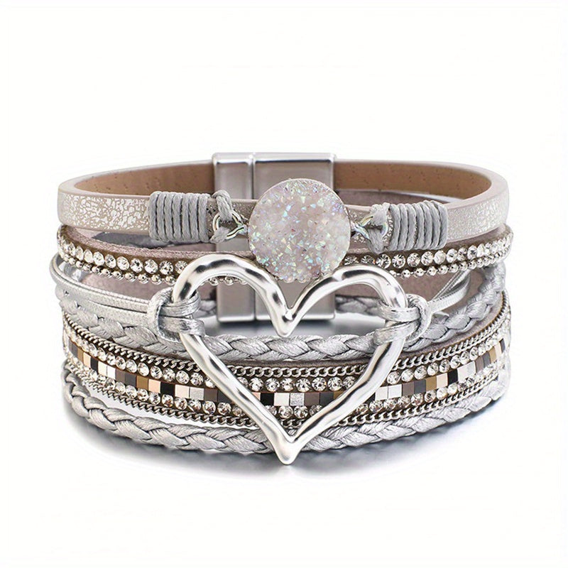 Brazalete de cuero multicapa Bohème