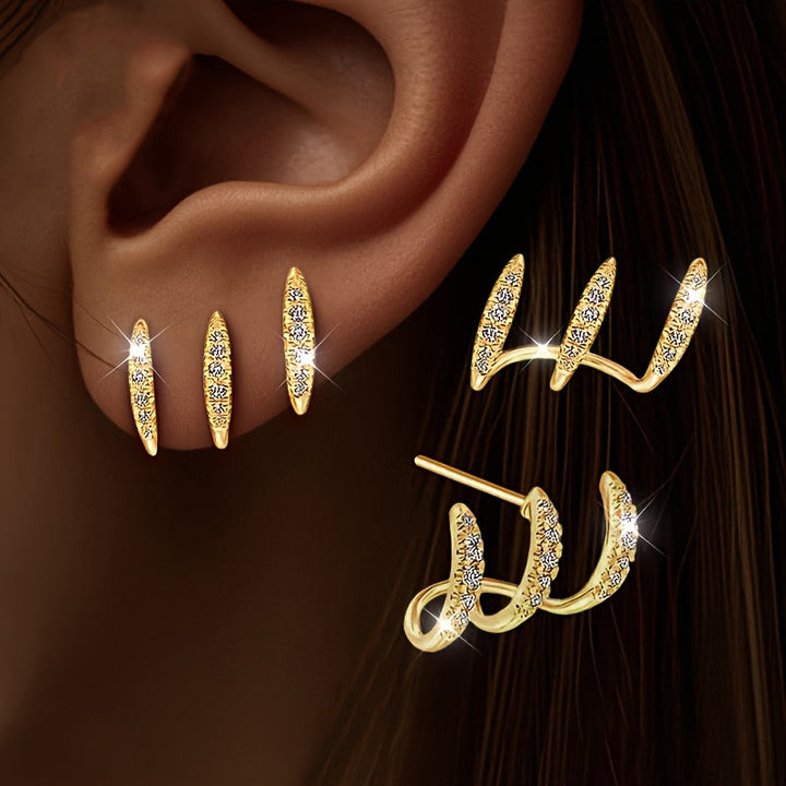 Pendientes Elegantes de Strass con Tres Garras