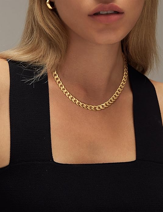 Collar Cubano de Color oro Chunky Sofisticado