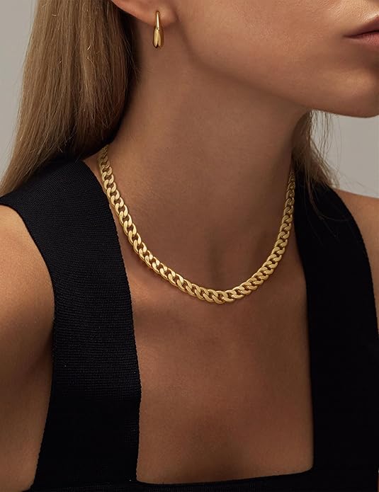 Collar Cubano de Color oro Chunky Sofisticado