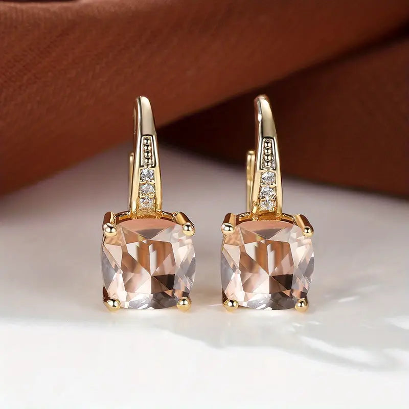 Pendientes de Aro de Piedra Mística Elegante en Color oro