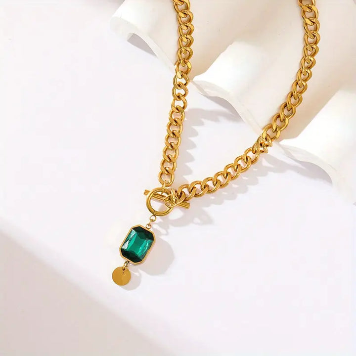 Collar con Colgante de Cadena Gruesa | Color oro