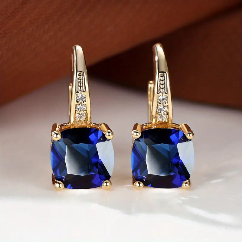 Pendientes de Aro de Piedra Mística Elegante en Color oro