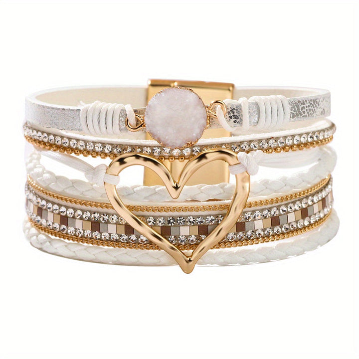 Brazalete de cuero multicapa Bohème