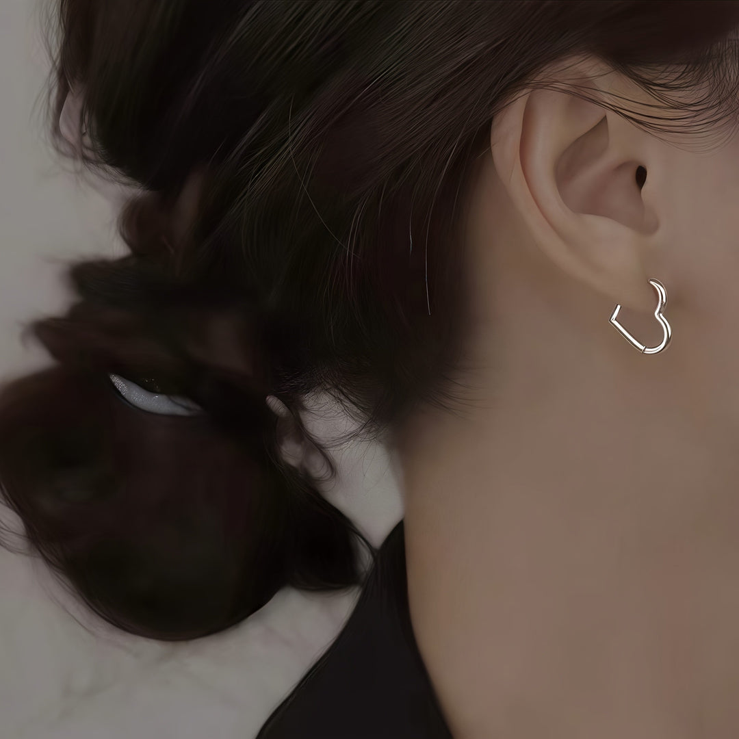 Pendientes de acero inoxidable corazón color oro