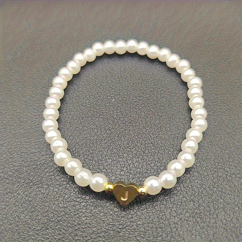 Pulsera de Iniciales de Corazón A-Z Elegante