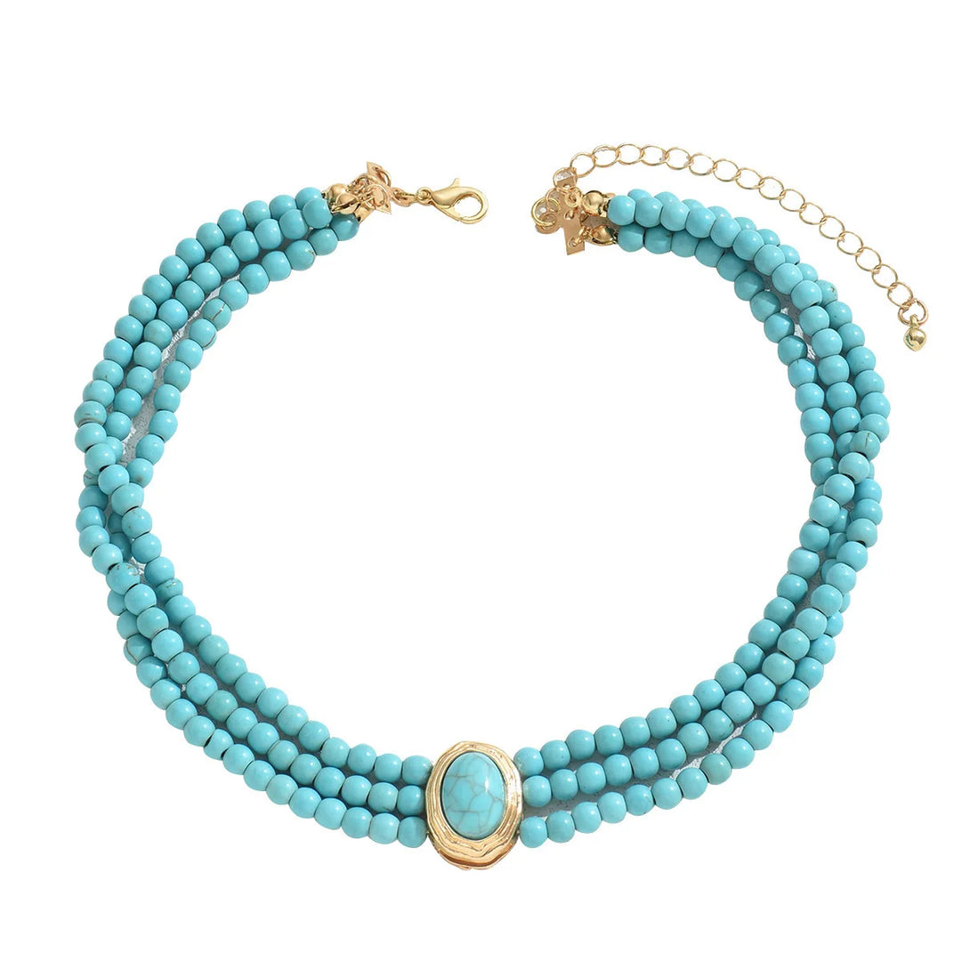 Collar de cuentas turquesas vintage elegante