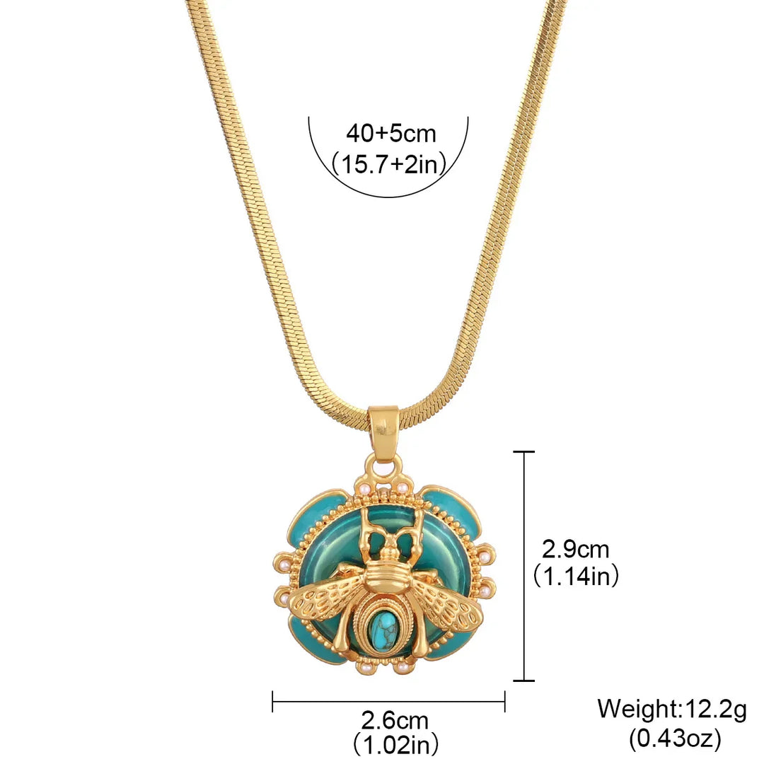 Collar con Colgante de Abeja en Color oro Chic y Turquesa