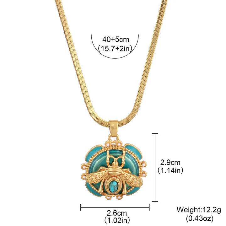 Collar con Colgante de Abeja en Color oro Chic y Turquesa