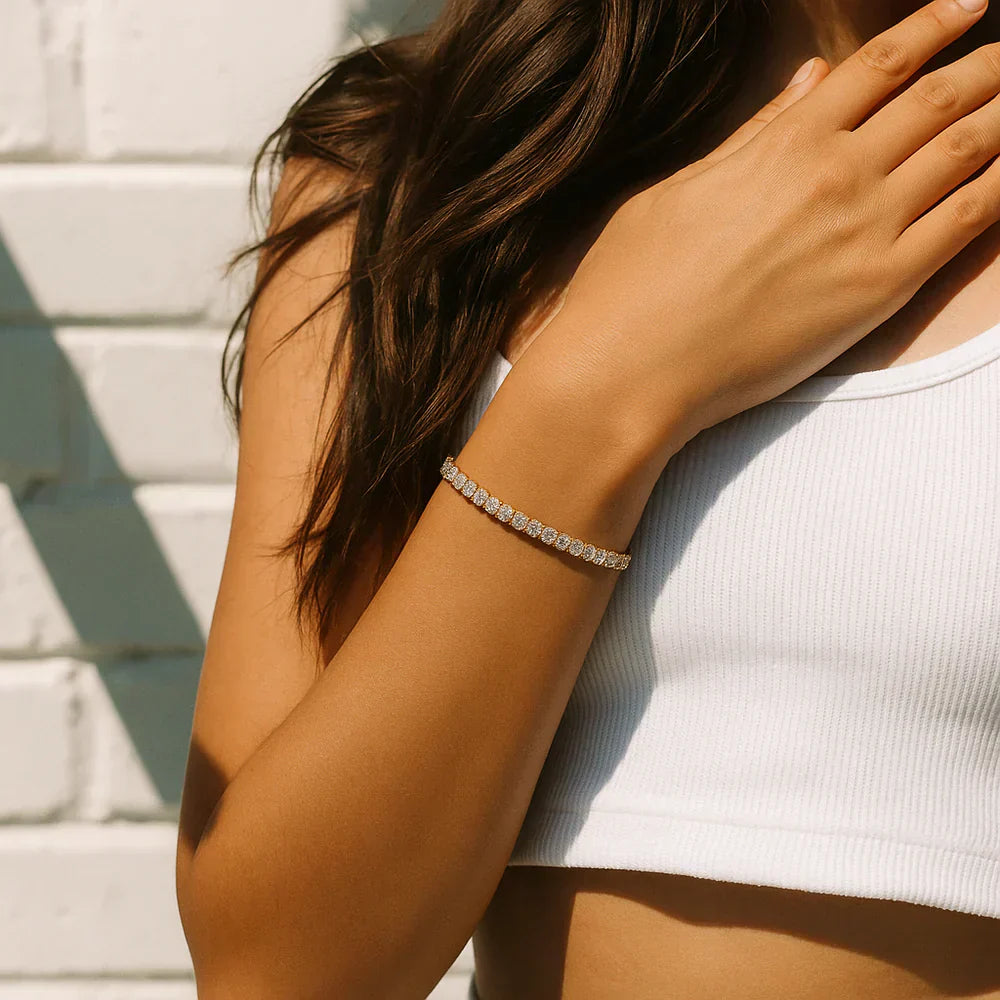 Pulsera de tenis de moissanita color oro