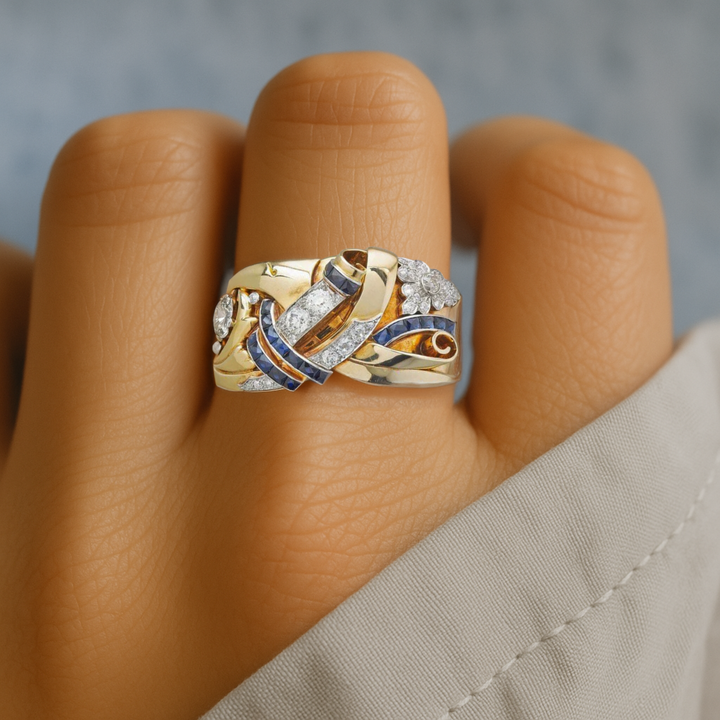 Anillo de Zirconia Vintage Color oro