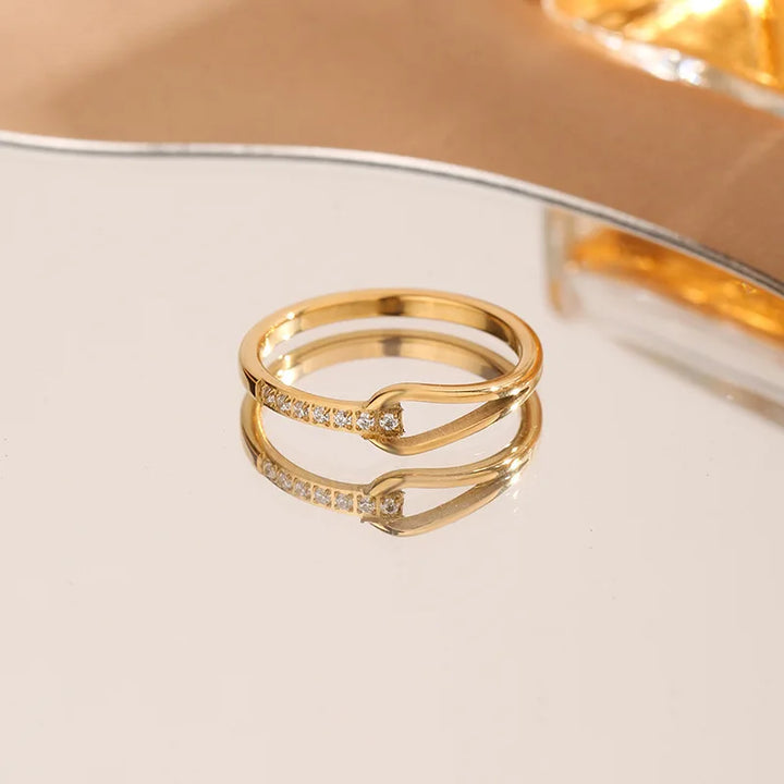 Anillo de Color oro Geométrico Elegante