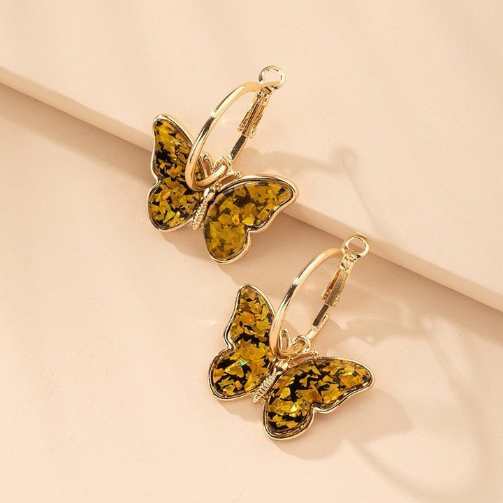 Aros de Mariposa Multicolor Color oro
