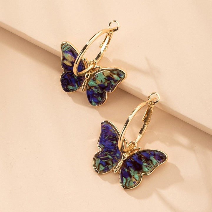Aros de Mariposa Multicolor Color oro