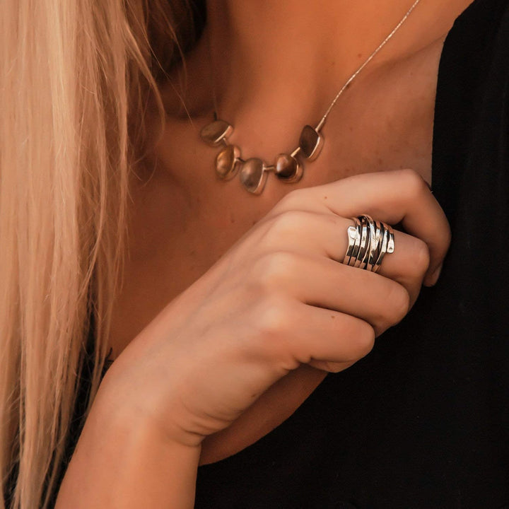 Anillo de Color plata Vintage Elegante