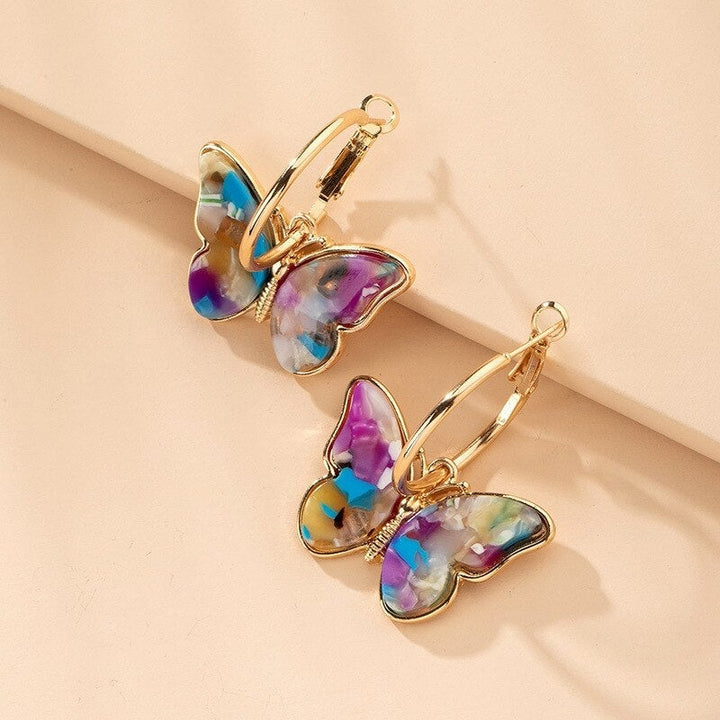 Aros de Mariposa Multicolor Color oro