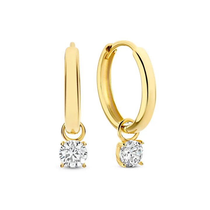 Conjunto de Pendientes de Piedra Color oro Larmes de Lune