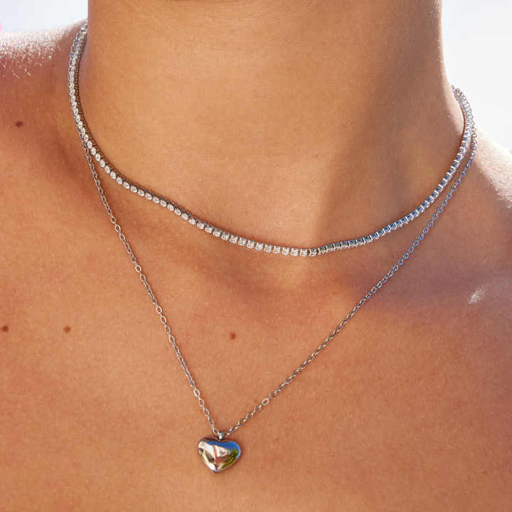 Collar de Cristal Color plata