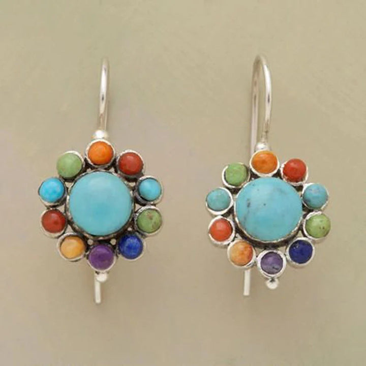 Pendientes de Aro Turquesa Multicolor Chic