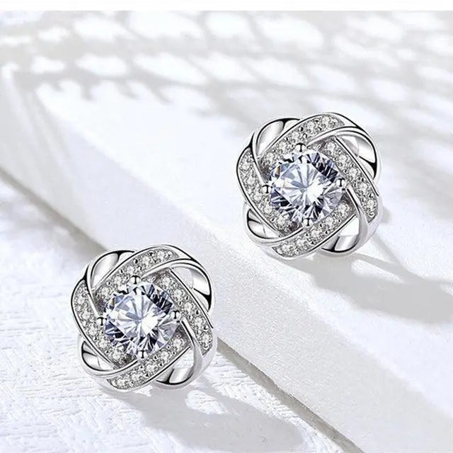 Pendientes de cristal con diseño de espiral color oro