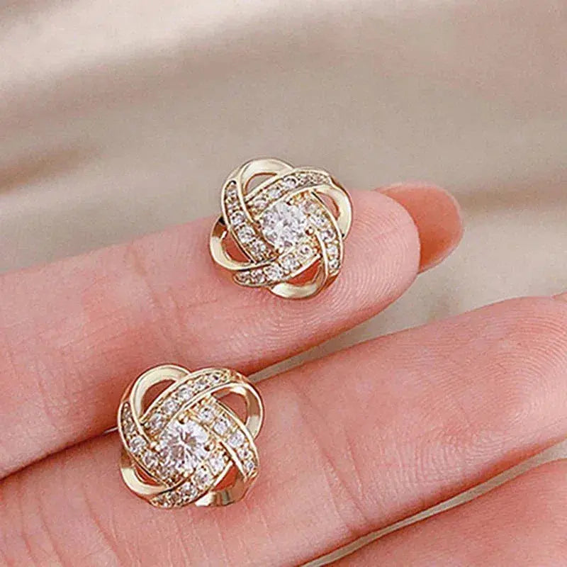 Pendientes de cristal con diseño de espiral color oro