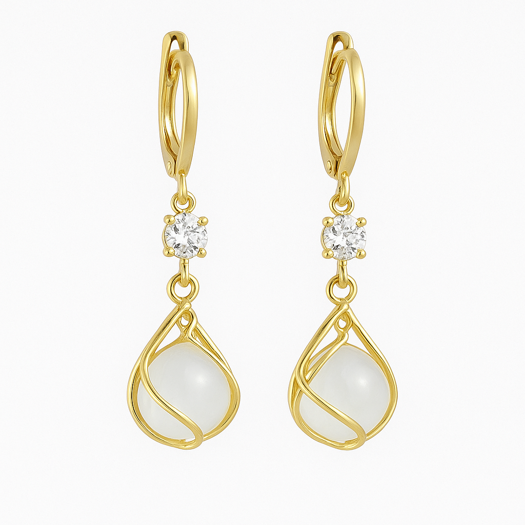 Pendientes de Incrustación Redonda de Color plata Esterlina