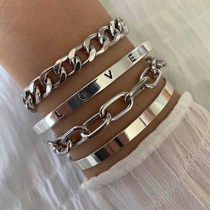 Conjunto de Pulseras Elan Mercer de Color oro Blanco