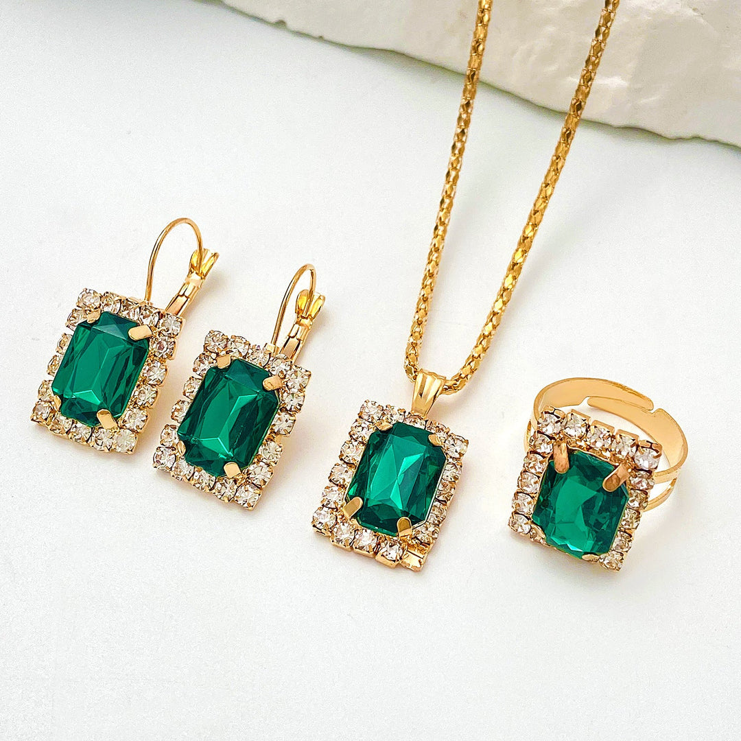 Conjunto de Joyería Sylvara Greenveil | Color oro Blanco