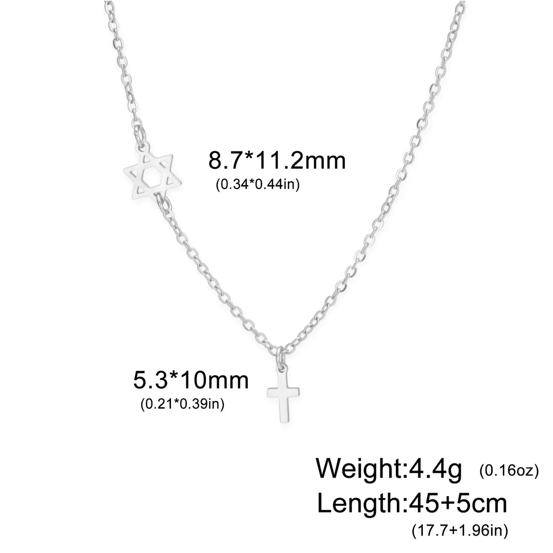 Colgante de Estrella Sagrada y Cruz Collar