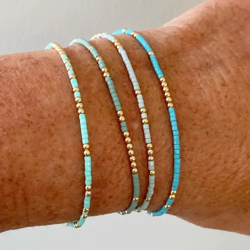 Conjunto de Pulseras de Cuentas Turquesas Bohemias Chic