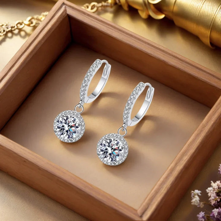 Pendientes de Moissanita de 1 Quilate en Color plata de Ley