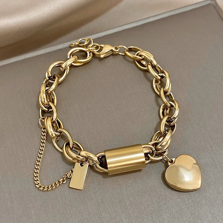 Pulsera de Corazón Color oro Atemporal, Sólida