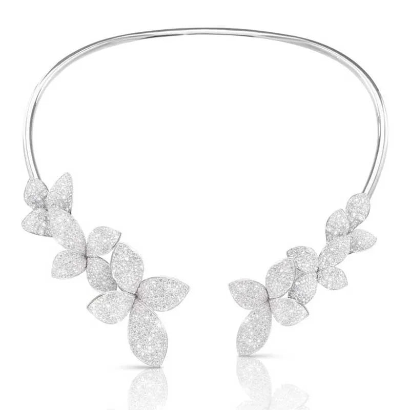 Collar de Cristal de Flores Elegante