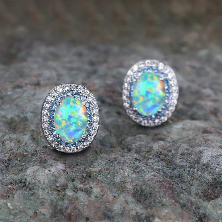 Pendientes de Stud Redondos de Piedra Turquesa Antiguos