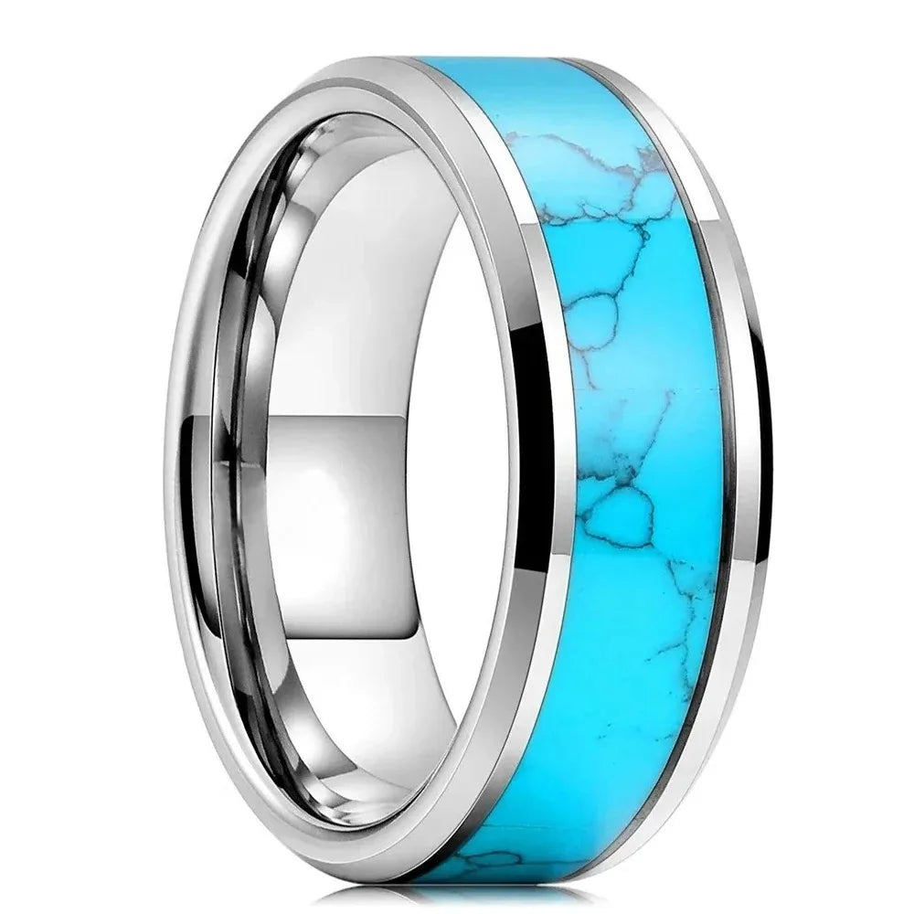 Anillo de Turquesa de Acero Inoxidable Sofisticado