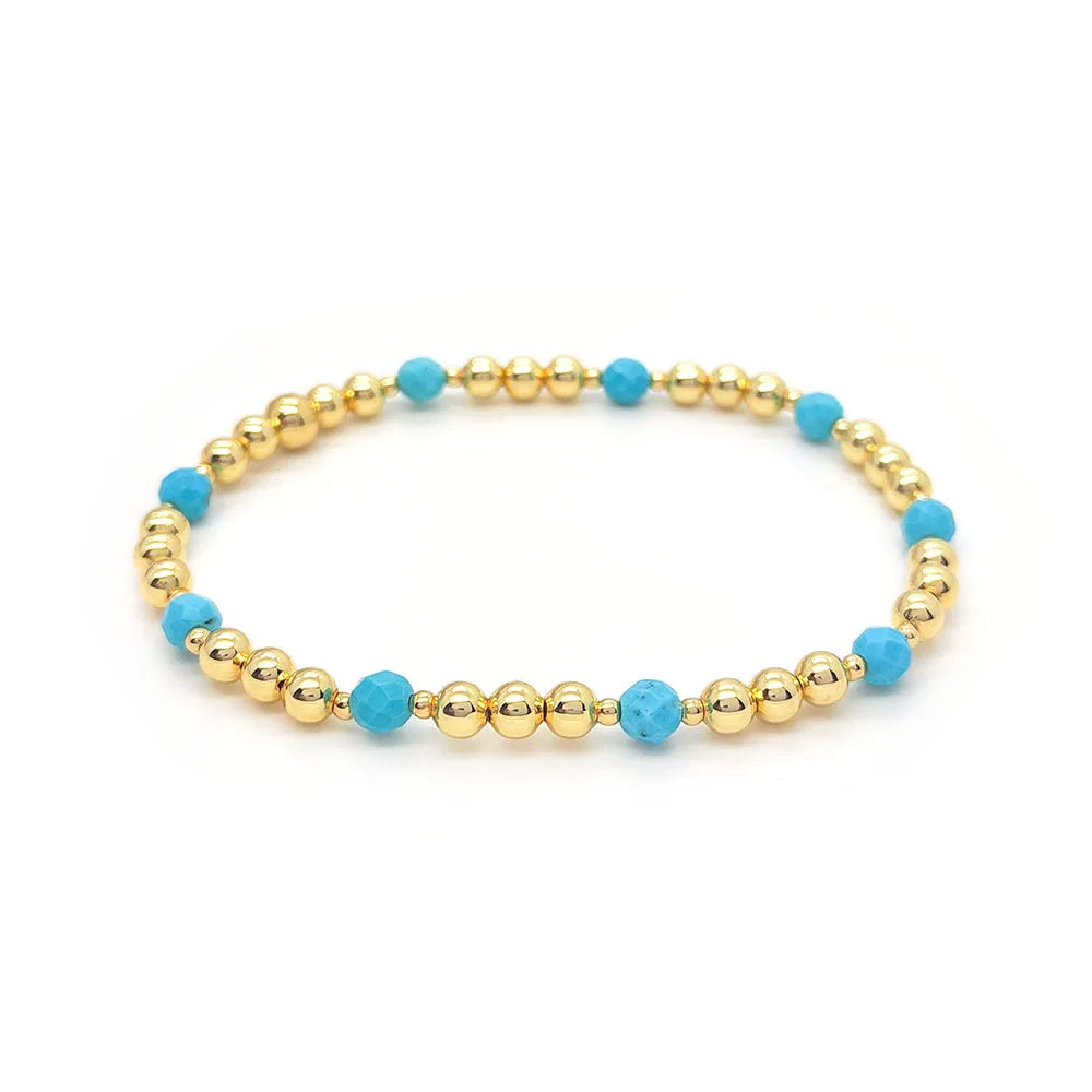 Pulsera de Encanto de Cruz con Cuentas de Turquesa Vintage