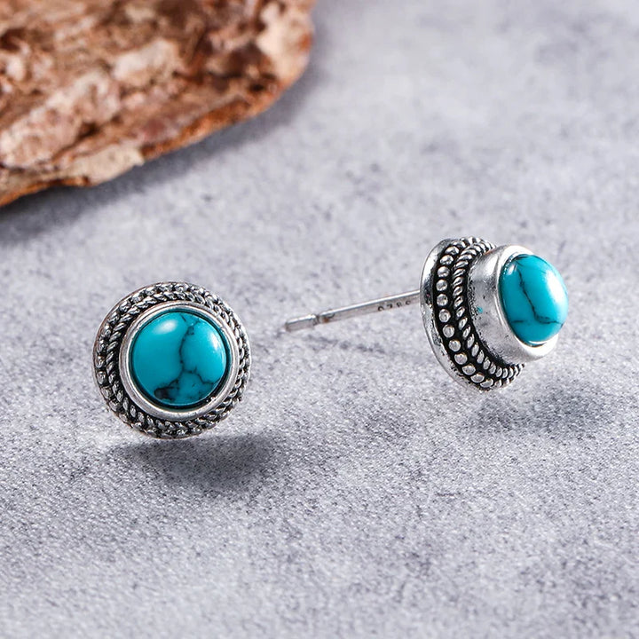 Pendientes de Stud de Turquesa Imitación Vintage Bohemio