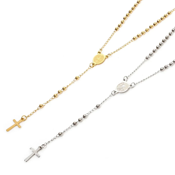 Collar de rosario de acero inoxidable