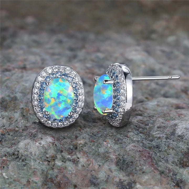 Pendientes de Stud Redondos de Piedra Turquesa Antiguos