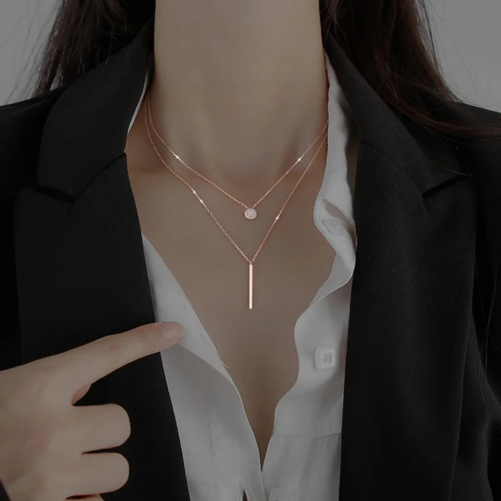 Collar de color plata esterlina de doble capa