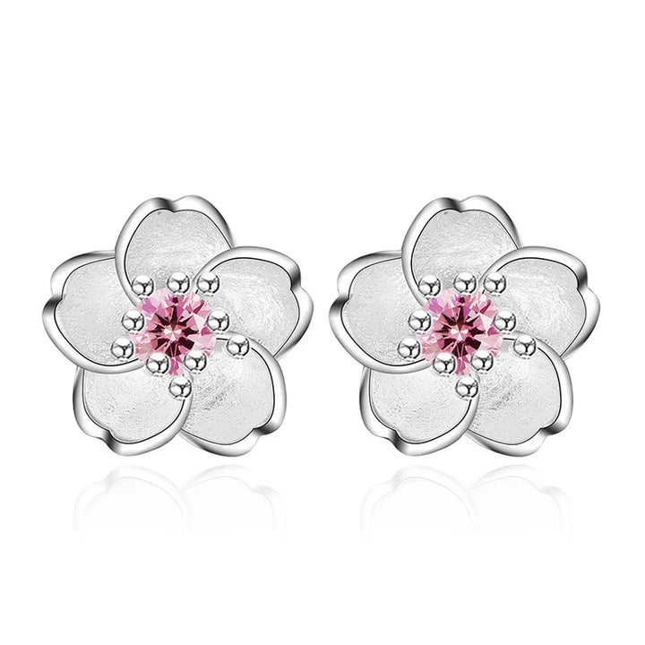 Pendientes de botón de flores de circonita