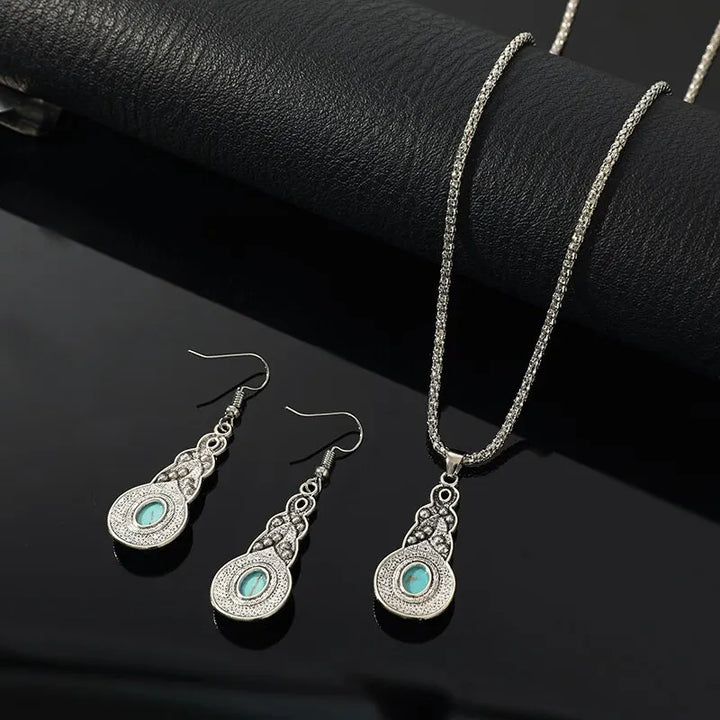 Conjunto de Joyería de Piedras Turquesa Vintage