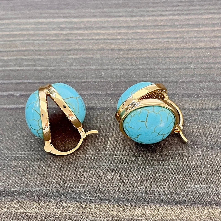 Pendientes de Stud Geométricos Vintage Elegantes en Turquesa