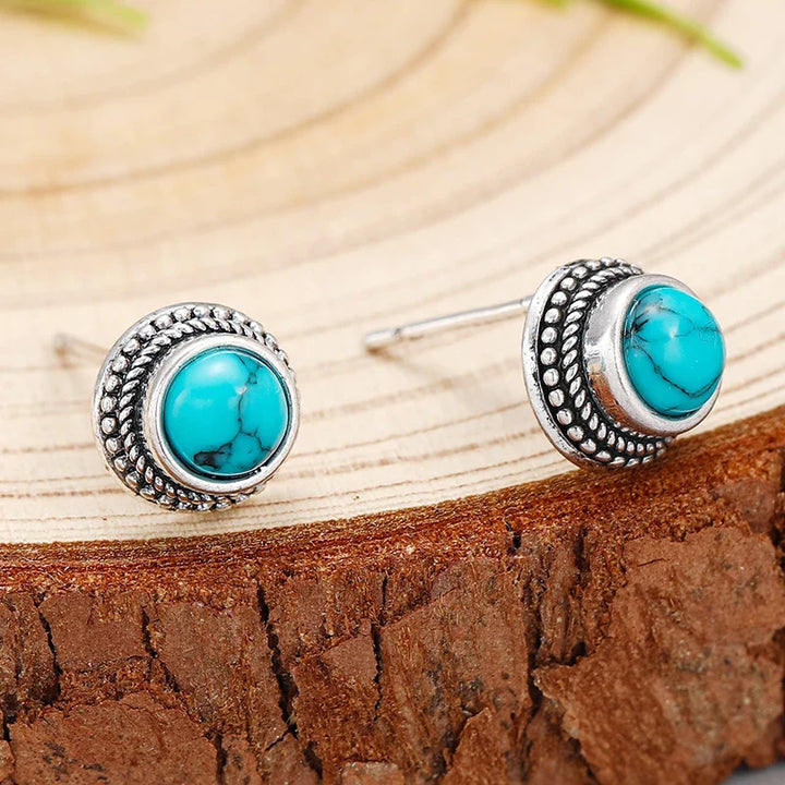 Pendientes de Stud de Turquesa Imitación Vintage Bohemio