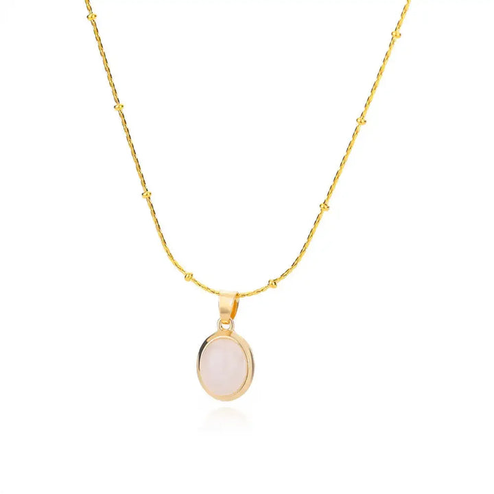 Elegante collar de acero inoxidable color oro con colgante de ópalo en forma de gota de agua