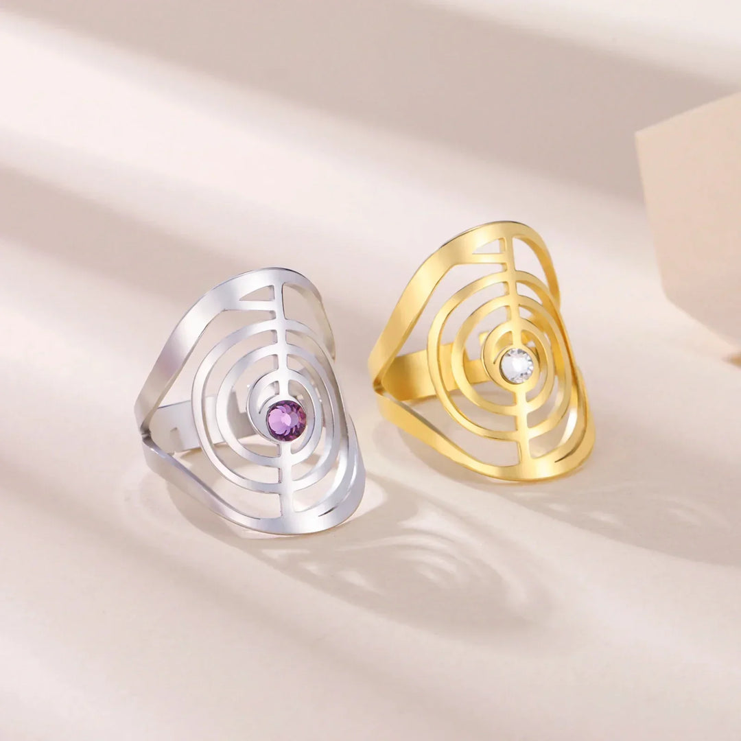 Anillo de Piedra Preciosa en Forma de Espiral